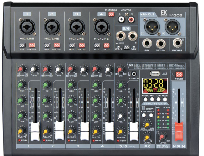 Table de Mixage EK AUDIO 6 canaux / effets MQ06