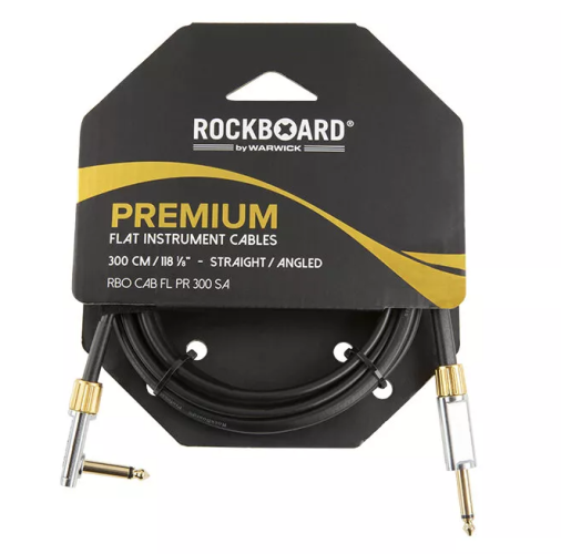 Câble d'instrument ROCKCABLE Premium droit/coude 3m noire RBO CAB FL PR 300 SA