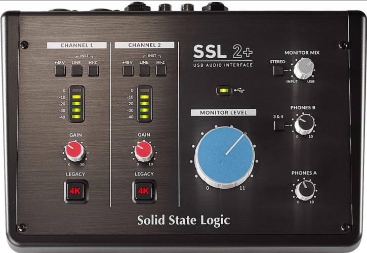 Interface SOLID STATE LOGIC SSL2+ USB-C - 2 entrées 4 sorties et MIDI