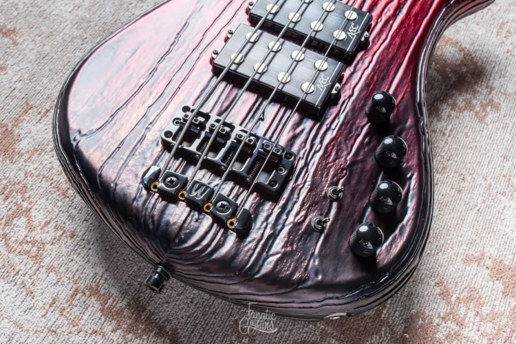 Warwick Custom Shop Streamer $$, 4- Sandblasted Chrome Black to Red Satin