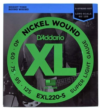 Cuerdas D'ADDARIO Bajo Eléctrico EXL220-5