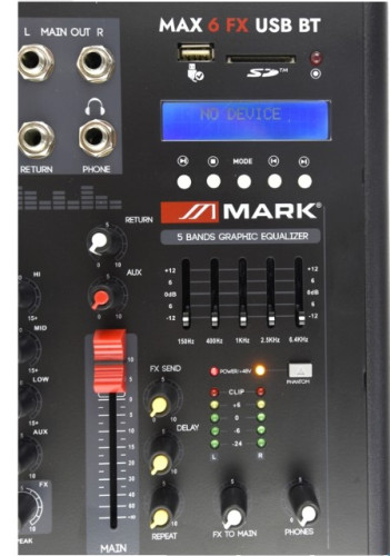 Mesa de mezcla MARK MAX 6 FX USB BT