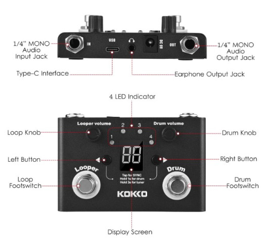 Pedal KOKKO Looper/Drum