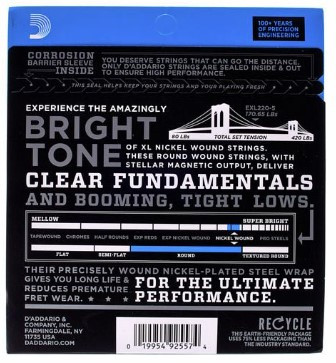 Cuerdas D'ADDARIO Bajo Eléctrico EXL220-5